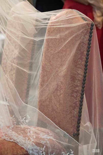 Détail du voile de la mariée