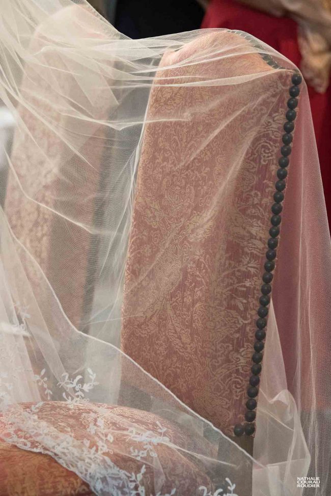 Détail du voile de la mariée