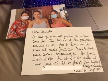 Mot de remerciement des mariés à leur photographe pour leurs photos de mariage - Photographe Nathalie Courau-Roudier