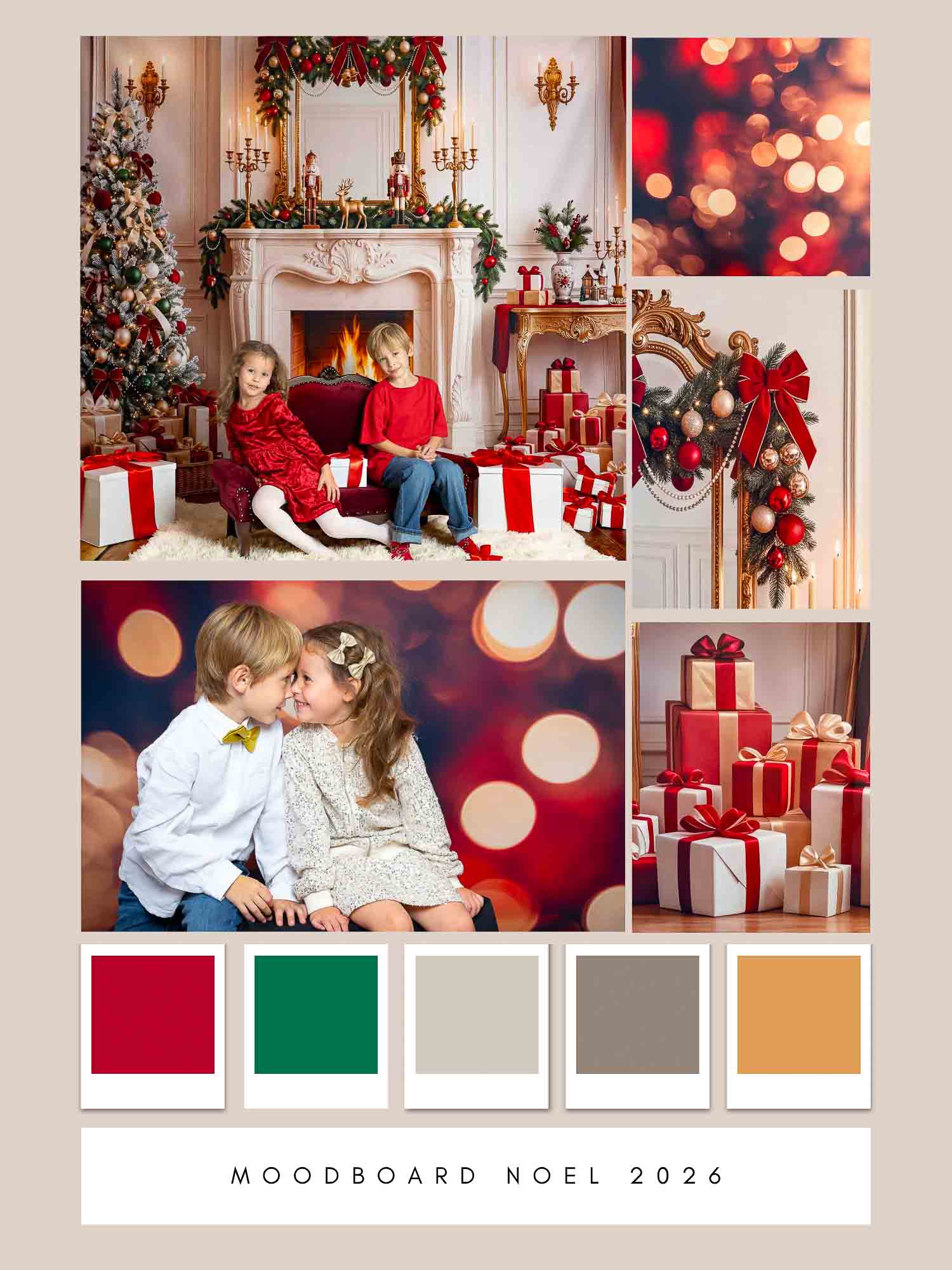 Mini-séances de Noël 2026 Moodboard